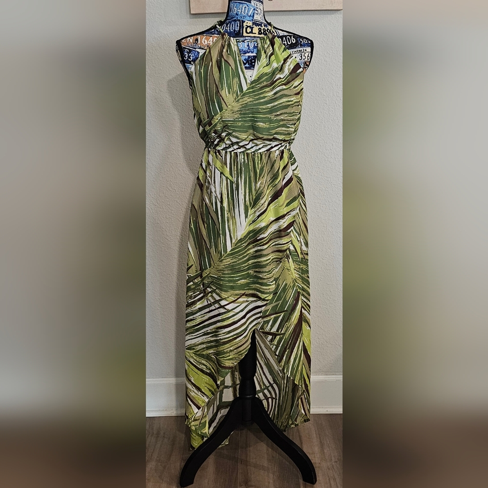 Like New C Label Green Halter Sundress with High-Low Hem Size M